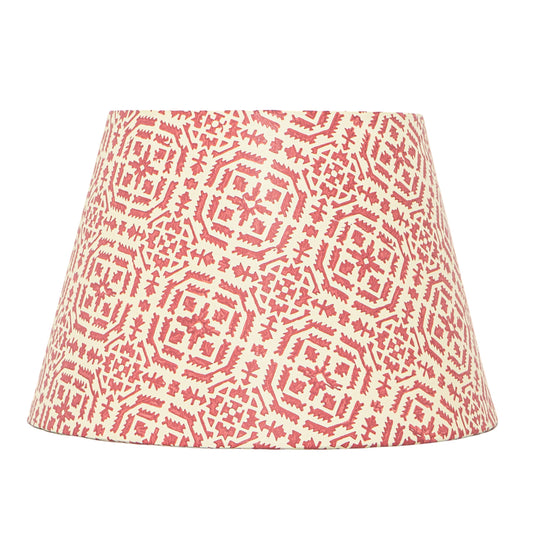 30cm straight empire premium hardback lampshade in block printed paper by Lampenschirm India, house of lampshades. Red Paper Lamp Shades
