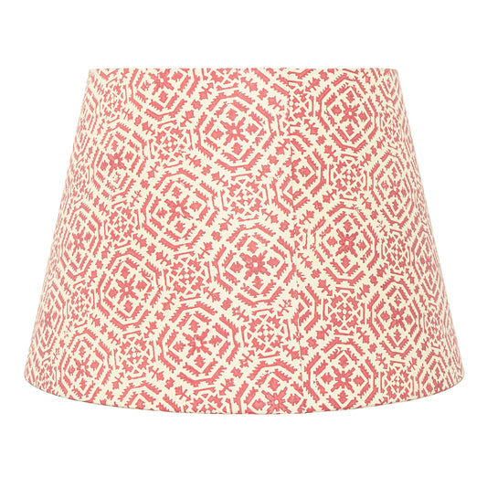 40cm straight empire premium hardback lampshade in block printed paper by Lampenschirm India, House of Lampshades. Red Paper Lamp Shades