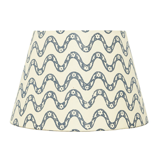 30cm straight empire premium hardback lampshade in block printed paper by Lampenschirm India, house of lampshades. Blue Paper Lamp Shades