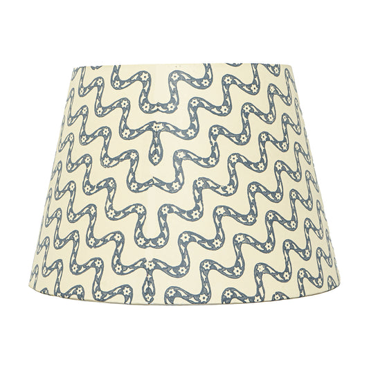 40cm straight empire premium hardback lampshade in block printed paper by Lampenschirm India, House of Lampshades. Blue Paper Lamp Shades