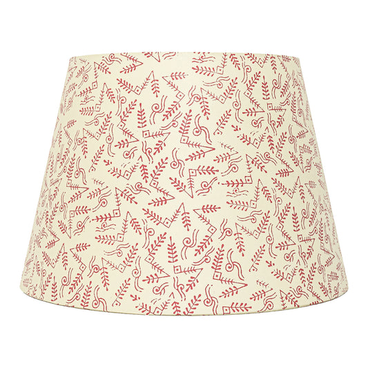 40cm straight empire premium hardback lampshade in block printed paper by Lampenschirm India, House of Lampshades. Red Paper Lamp Shades