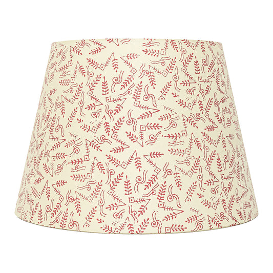 40cm straight empire premium hardback lampshade in block printed paper by Lampenschirm India, House of Lampshades. Red Paper Lamp Shades
