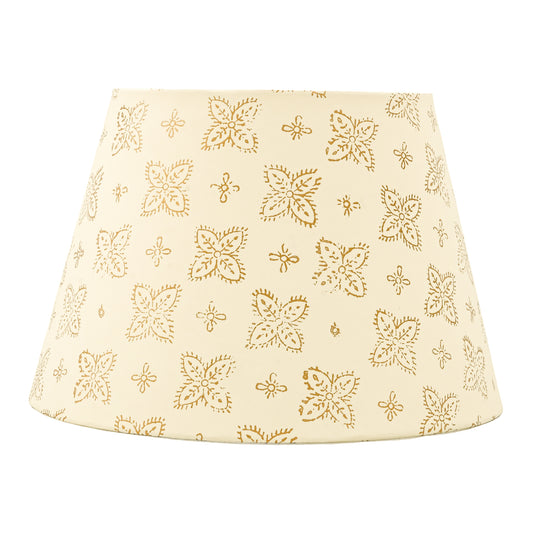 30cm straight empire premium hardback lampshade in block printed paper by Lampenschirm India, house of lampshades. Gold Paper Lamp Shades
