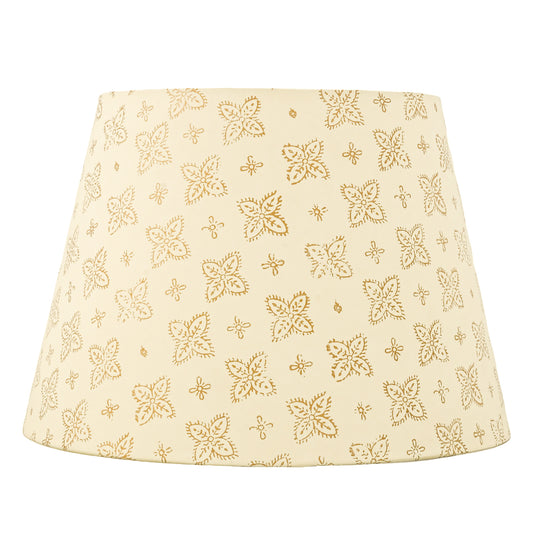 40cm straight empire premium hardback lampshade in block printed paper by Lampenschirm India, House of Lampshades. Gold Paper Lamp Shades