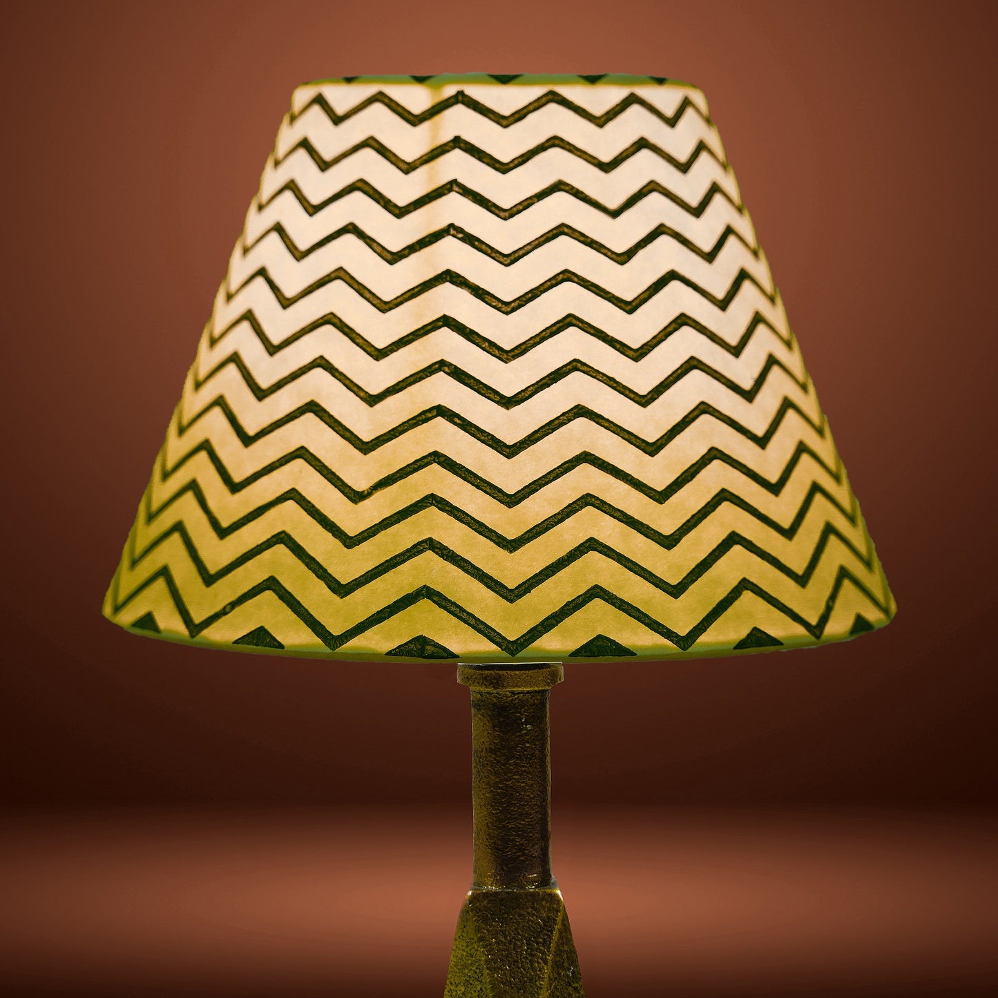 20cm empire premium hardback lampshade in block printed paper by Lampenschirm India