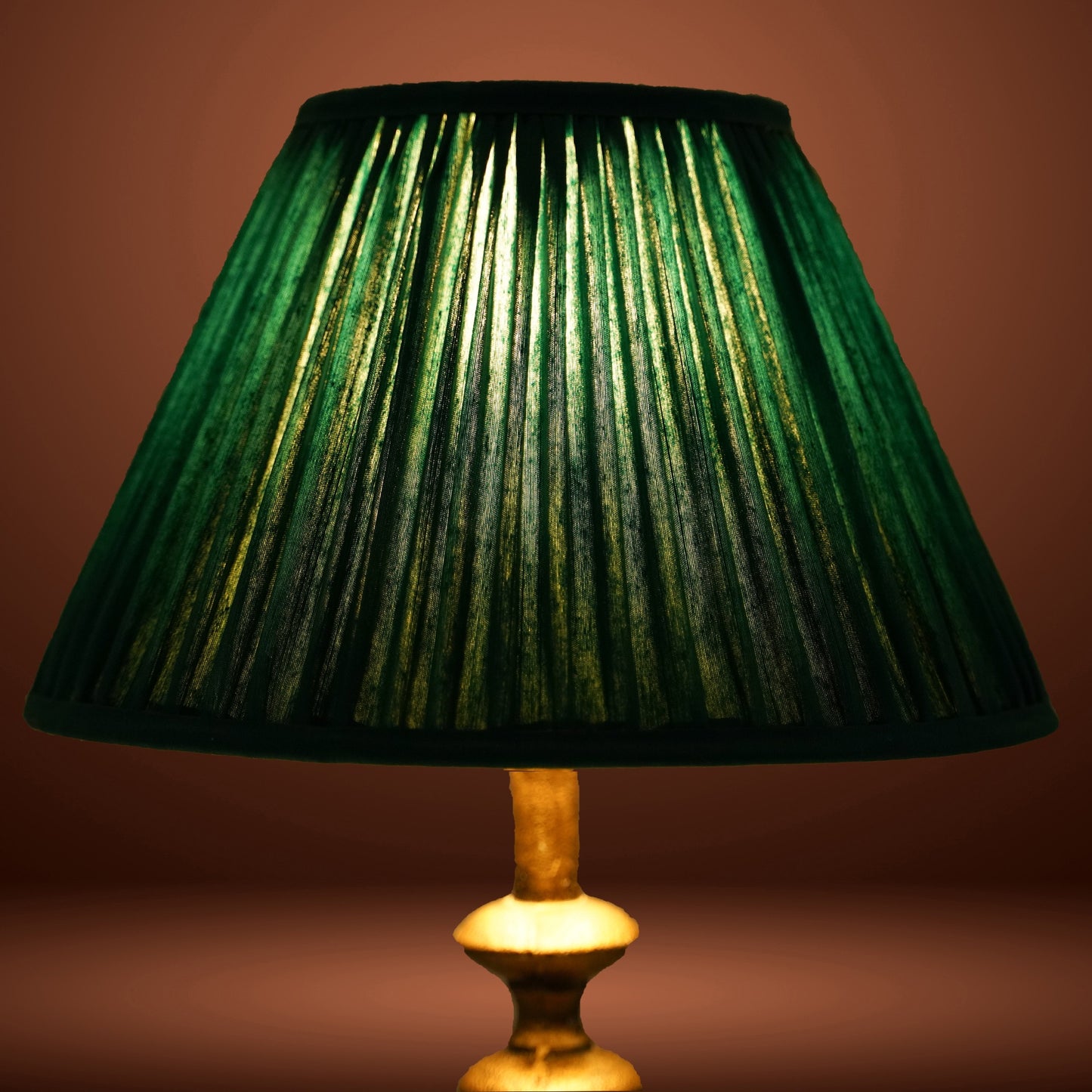 30cm empire premium softback lampshade in green silk by Lampenschirm India, house of lampshades