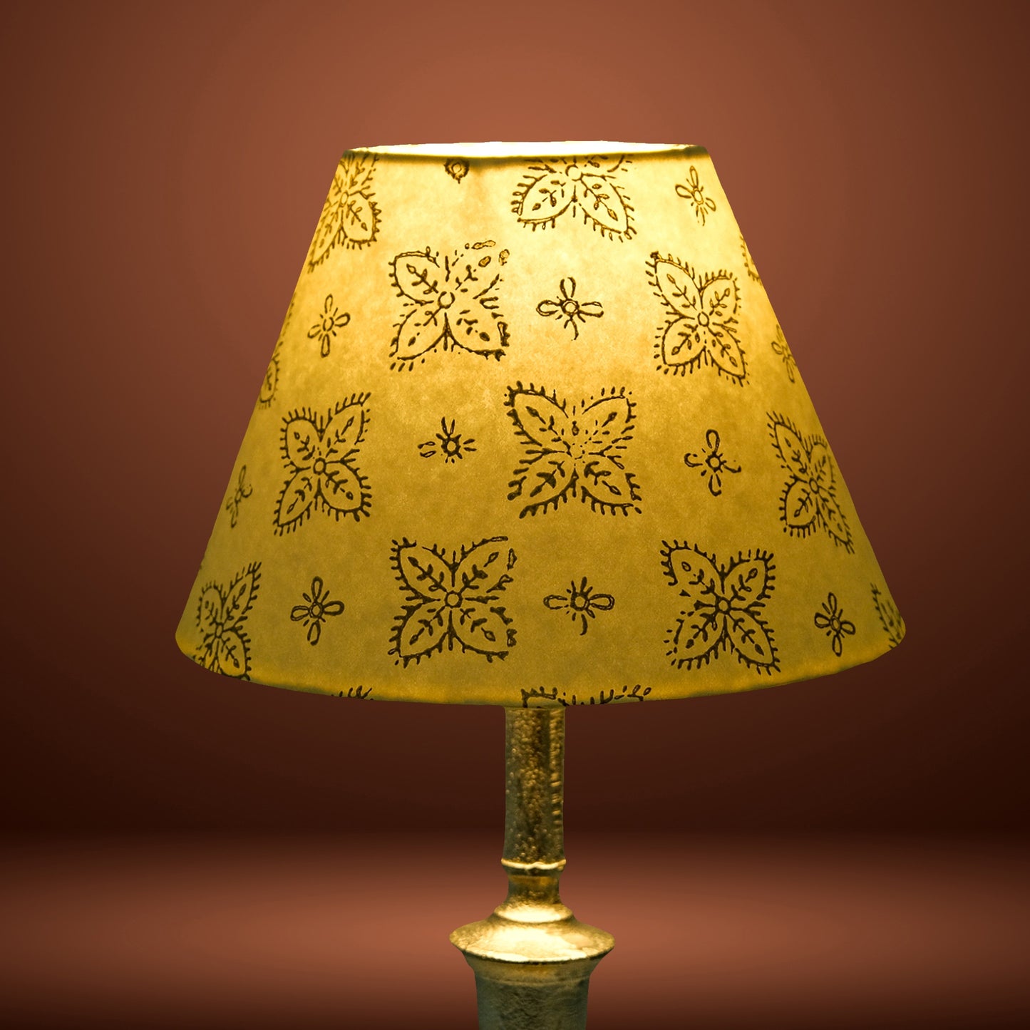 20cm empire premium hardback lampshade in block printed paper by Lampenschirm India