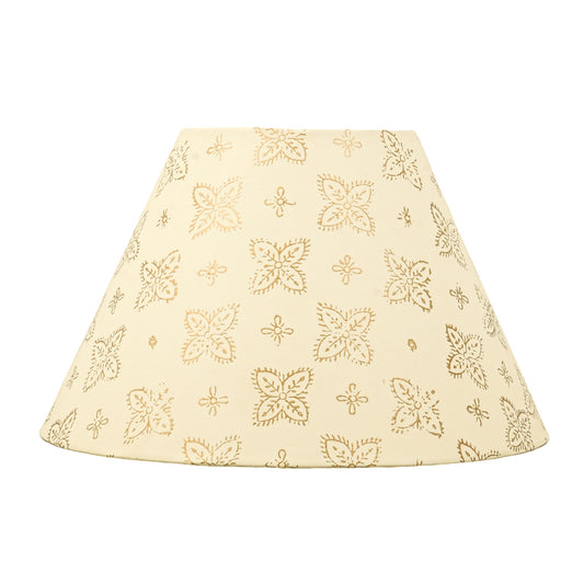 30cm empire premium hardback lampshade in block printed paper by Lampenschirm India, House of Lampshades. Gold Lamp Shade