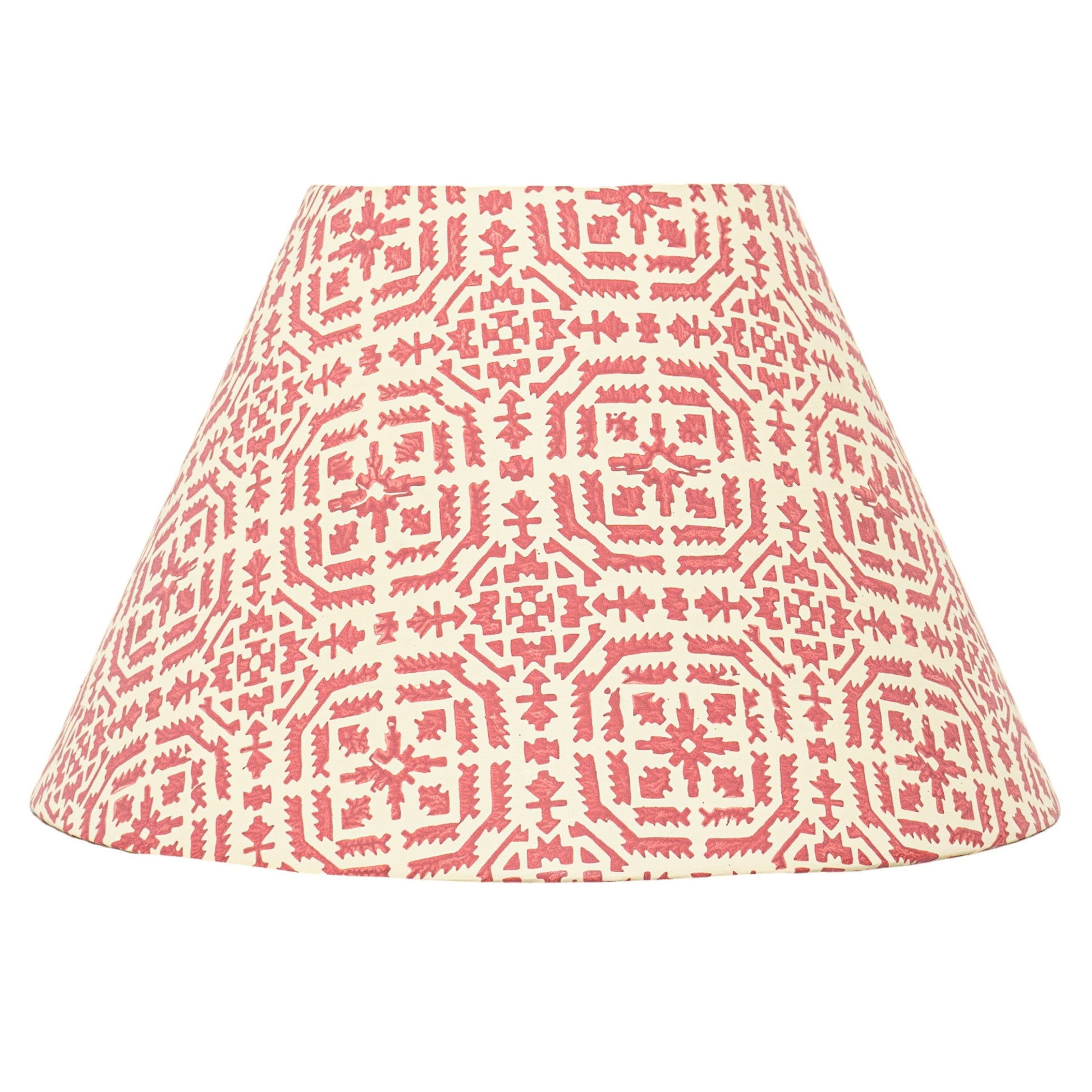 30cm empire premium hardback lampshade in block printed paper by Lampenschirm India, House of Lampshades. Red Lamp Shade