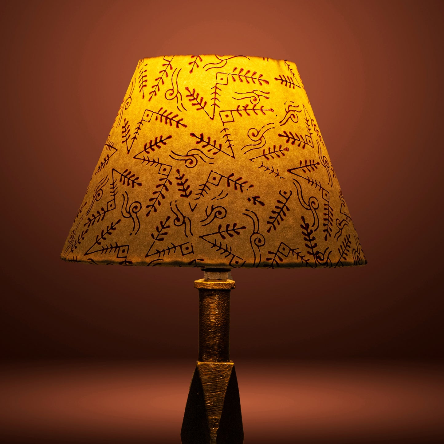 20cm empire premium hardback lampshade in block printed paper by Lampenschirm India